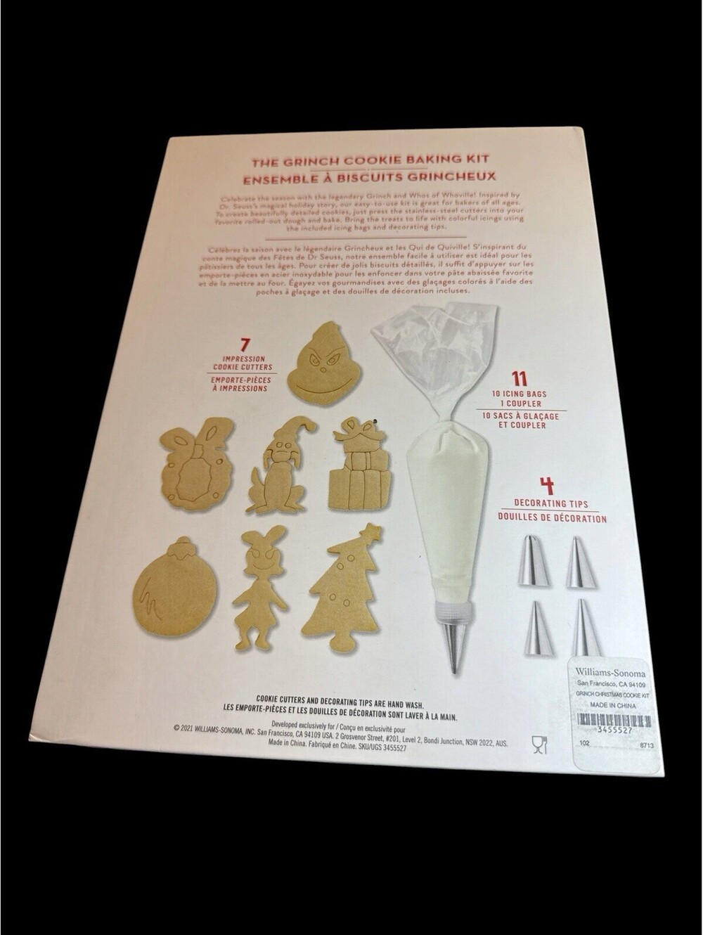 Williams Sonoma "The Grinch" Cookie Baking Kit 22 Piece Set NEW IN BOX - Picture 2 of 5